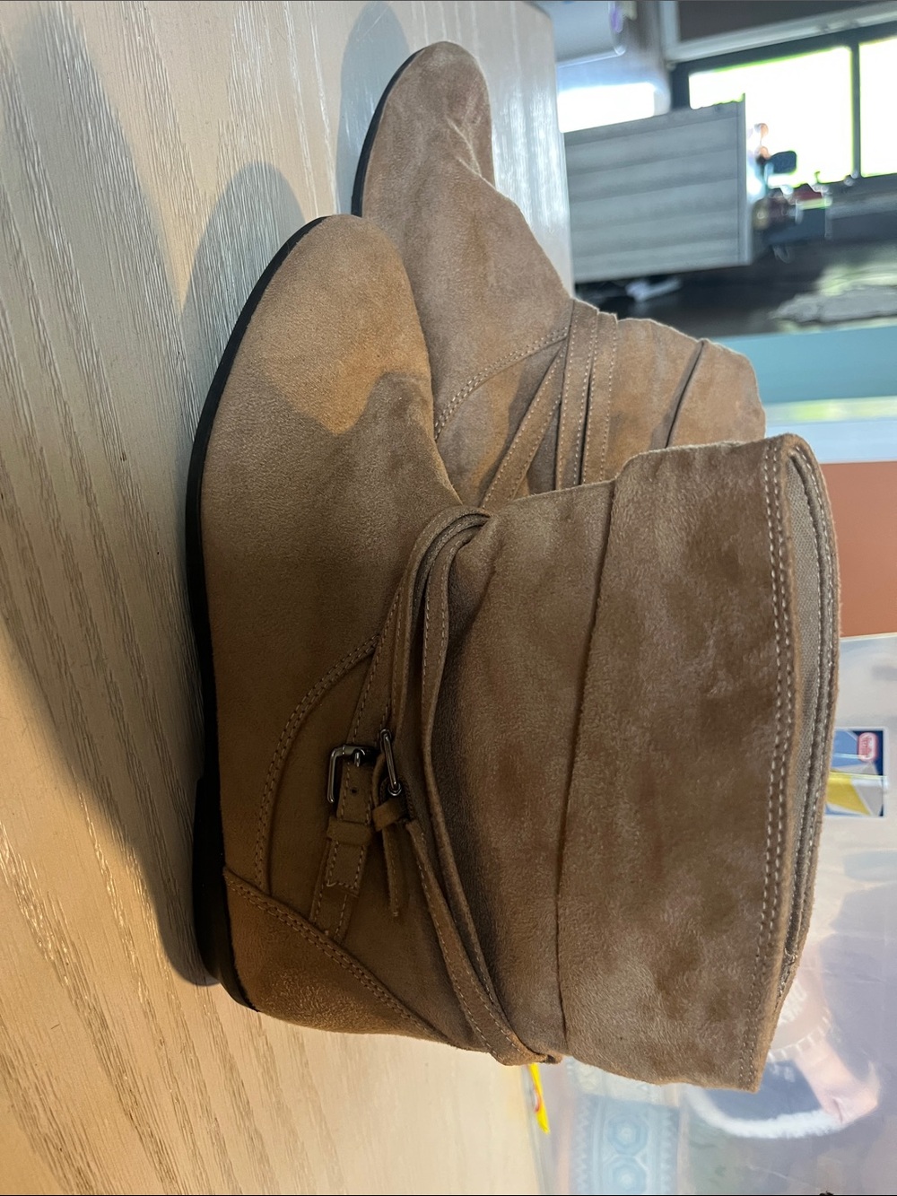 Ladies Taupe Suede Boots - Classic Casual Style - Size 8w